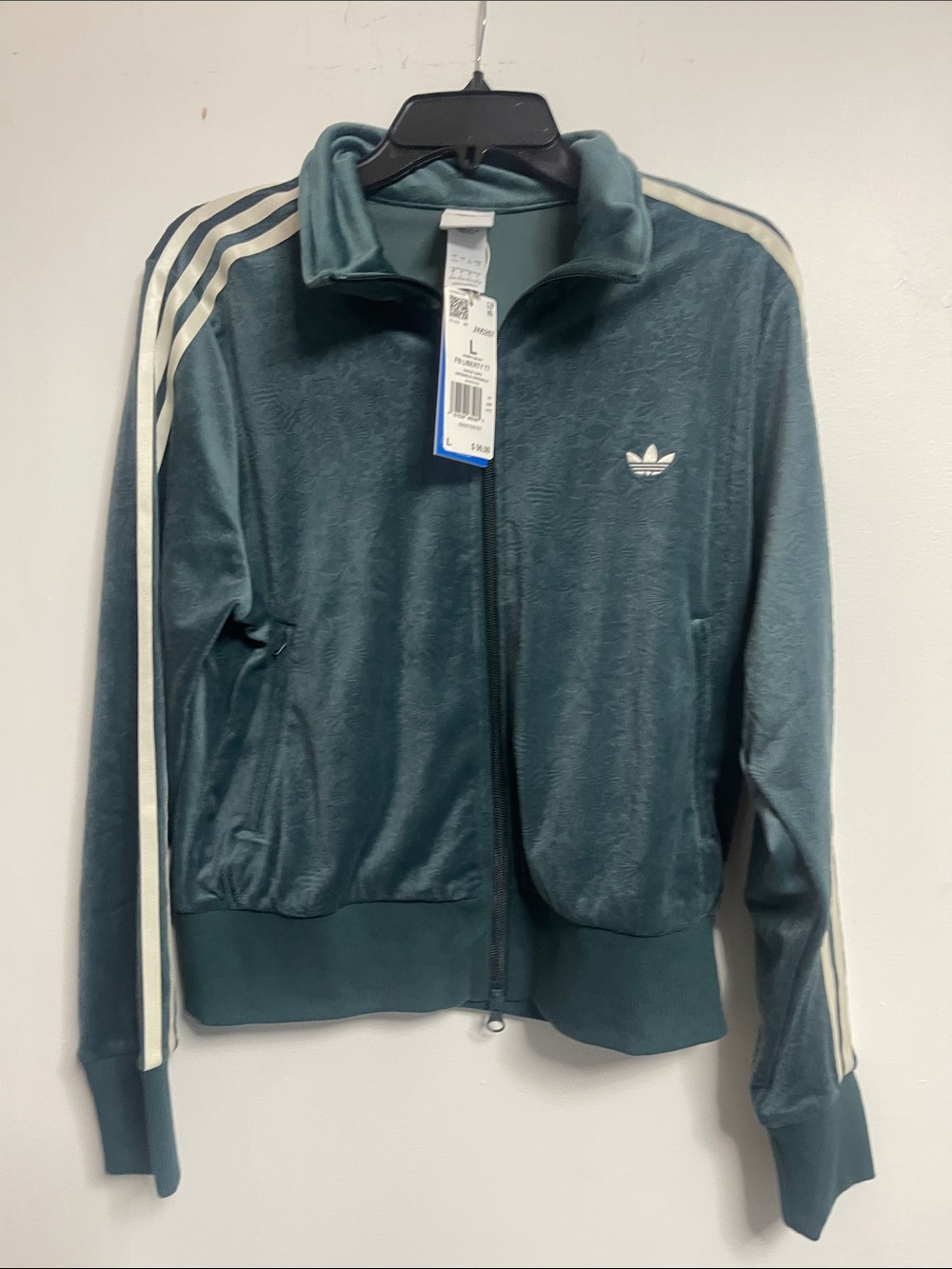 adidas Originals Teal Bomber Track Jacket with Cream Stripes